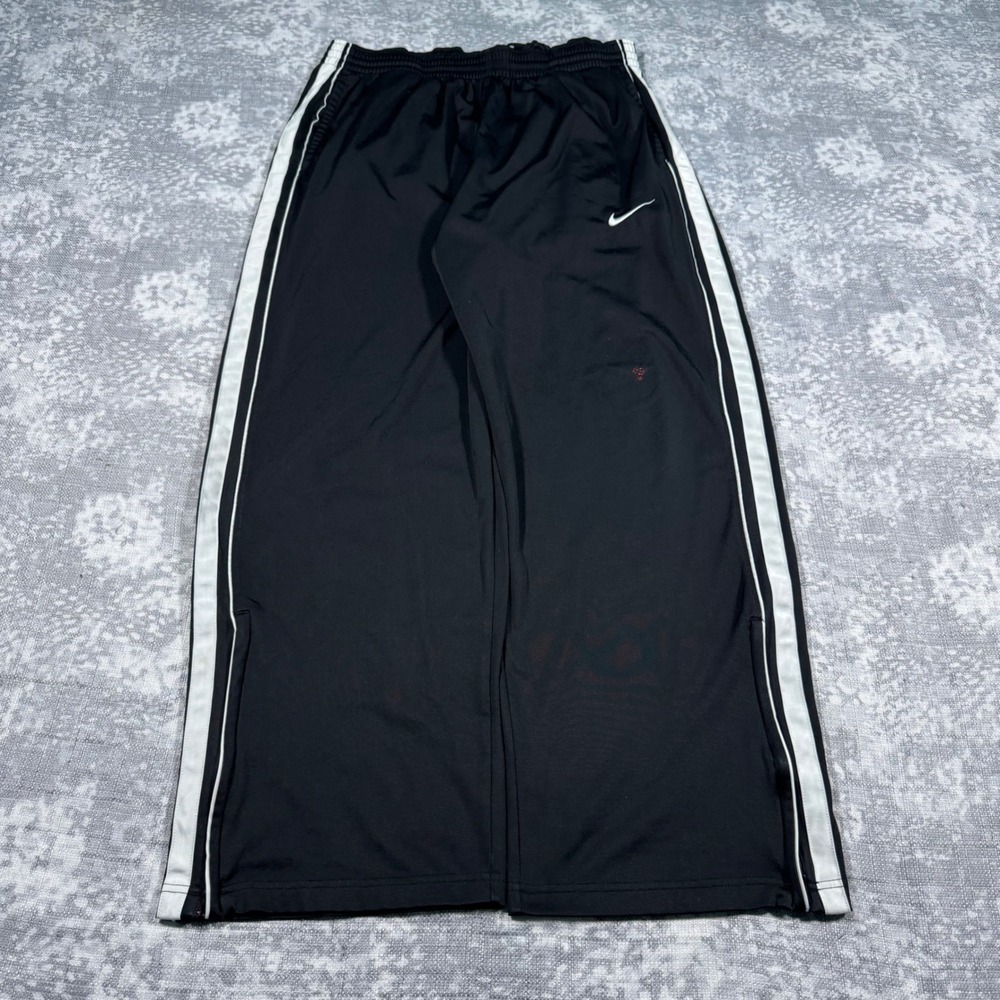 Nike Track Pants Mens Medium Black Baggy Y2K Skater Grunge Wide Leg Zipper Cuff
